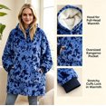 thumbnail image 5 of Wearable Blanket Hoodies for Women Men with Pocket, Adult Fuzzy Blanket Hoodies, Soft and Warm Sherpa Oversized Sweatshirt Blanket, Cute Birthday Gifts Navy Blue Tie-dye, 5 of 10