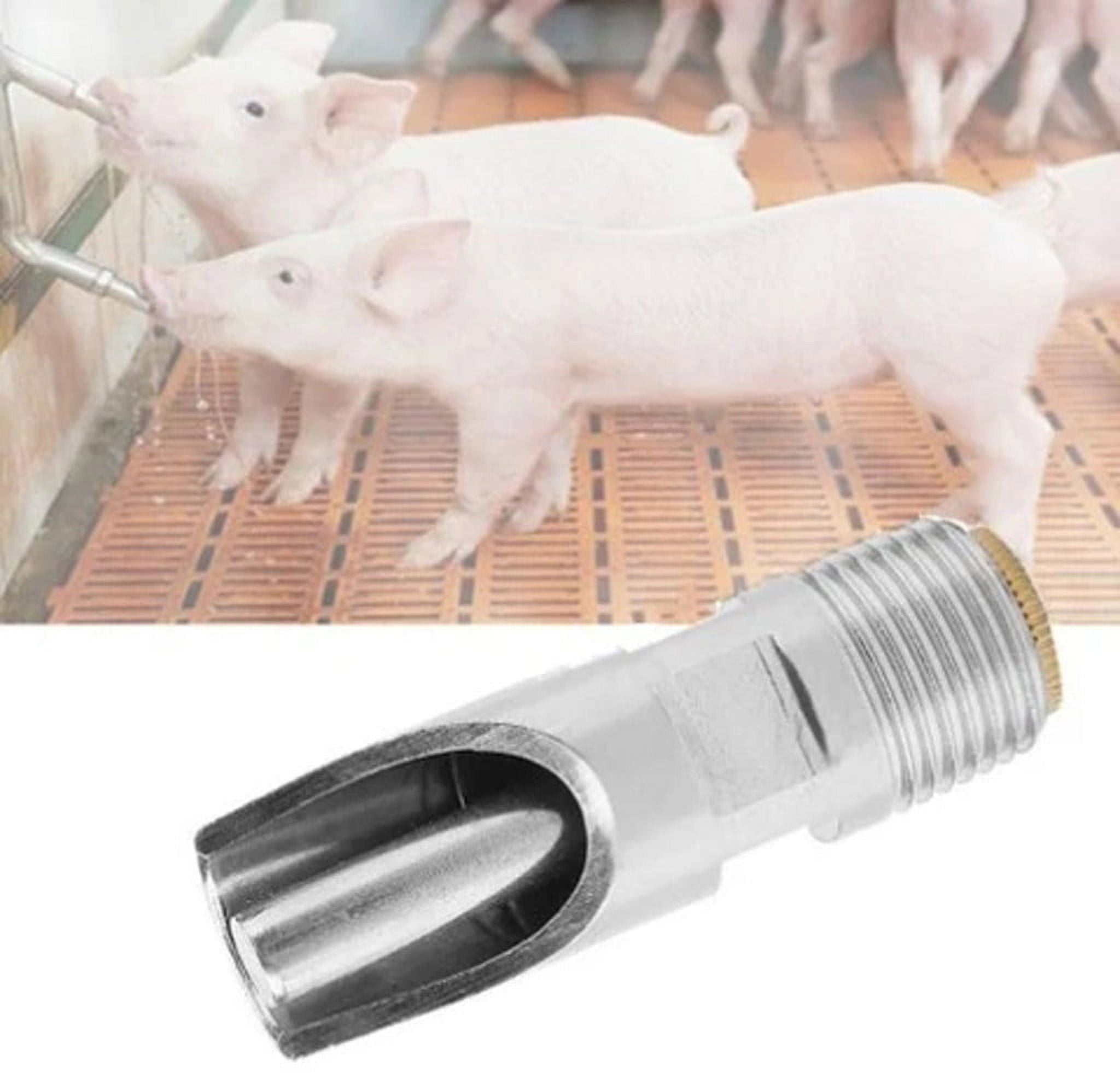Stainless Steel Automatic Pig Water Nipple Kit – 3 PCS Barrel-Mounted Drinkers With Connectors, Hole Opener & Tape For Hog, Piglet, Goat