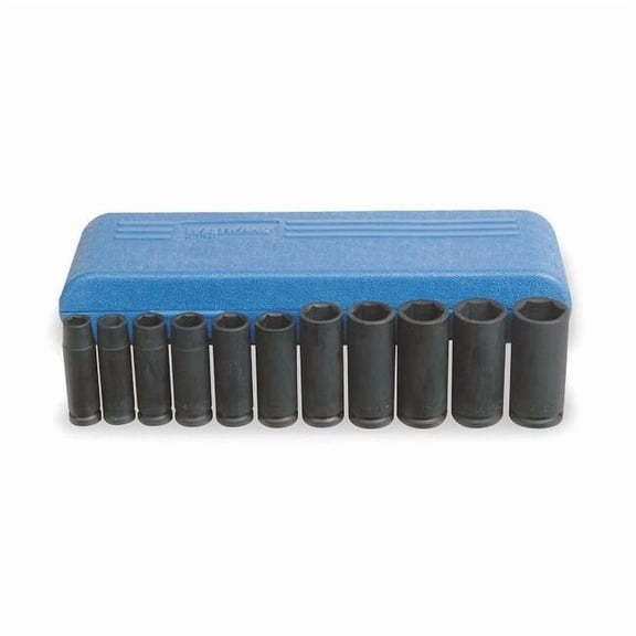 Westward 1/2" Drive Impact Socket Set, SAE, 11 pcs 4YP62