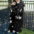 thumbnail image 4 of jsaierl Women's Fashion Casual Hooded Pocket Five-pointed Star Cardigan Plush Stitching Jacket Coat, 4 of 6