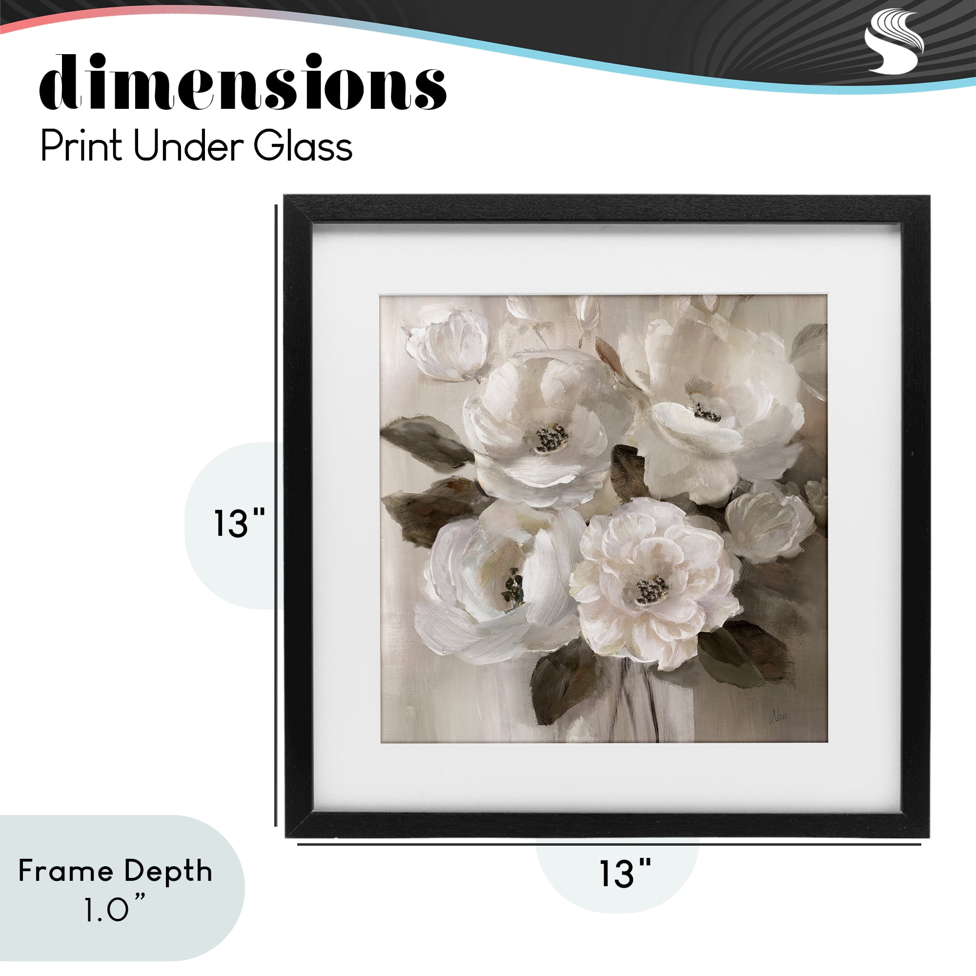 Stupell Industries Ivory Flower Bushel Black Framed Print Under Glass, design by Nan