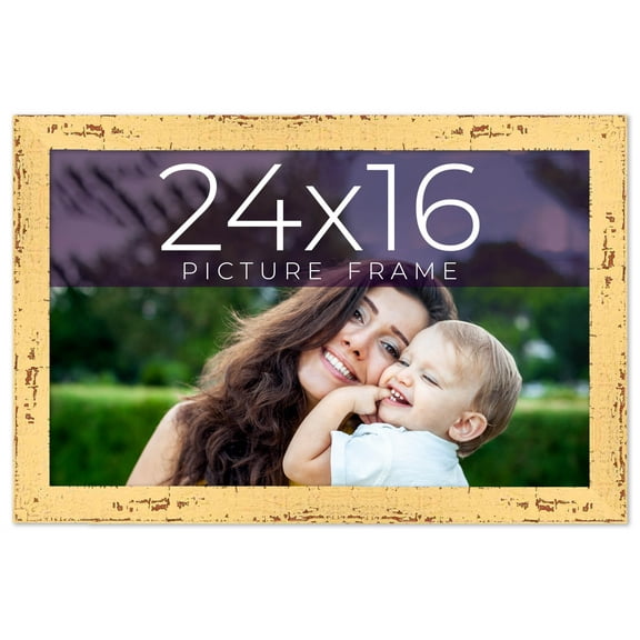 24x16 Frame Yellow Real Wood Picture Frame Width 1.25 inches | Interior Frame Depth 0.5 inches |
