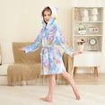 thumbnail image 2 of FORMRS Niños Bathrobe Unisex Hooded Robe Soft Plush Pajamas Sleepwear, Size 2-3T, Watercolor Ice Cream Pattern, 2 of 7