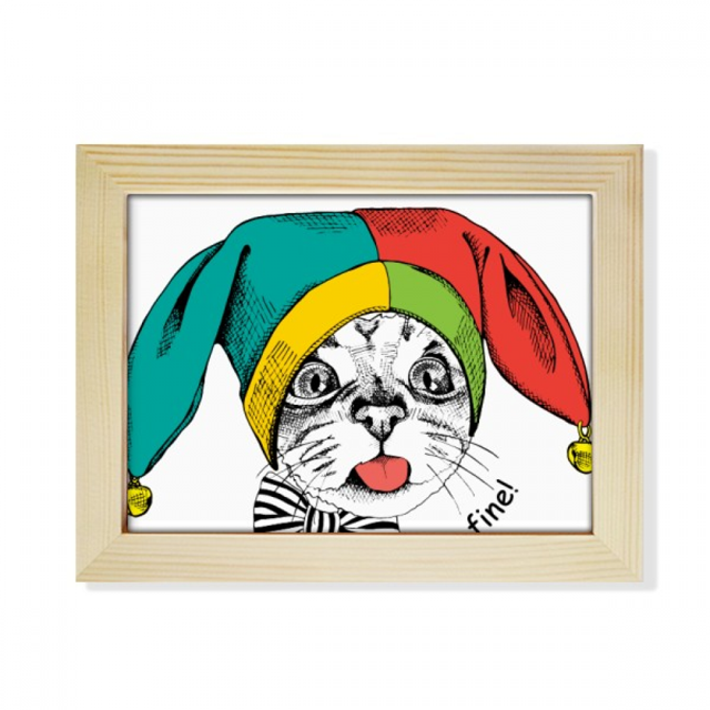 Foolscap estoy bien gato blanco proteger animal mascota amante Escritorio de madera Arte Pintura 6x8 pulgadas marco de foto foto