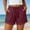 Wine women plus size shorts a1, variant on Cagogo Women Cotton Linen Plus Size Shorts Elastic Waist Shorts with Pockets Casual Solid Loose Vacation Beach Travel Trousers, Dark Gray 3XL