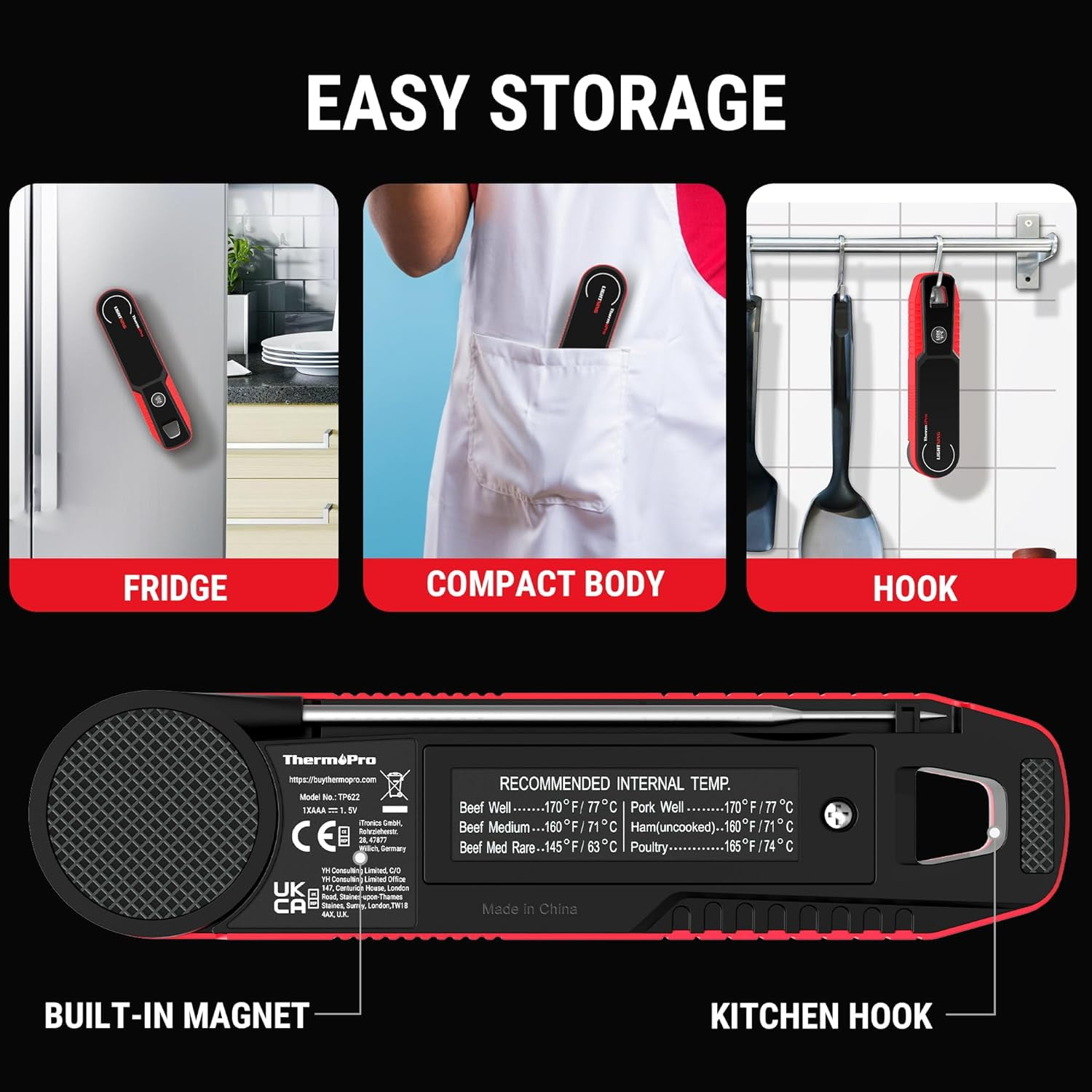 ThermoPro Lightning 1-Sec Instant Read Meat Thermometer, Professional-Grade, Waterproof with Auto-Rotating Display and Calibration Mode