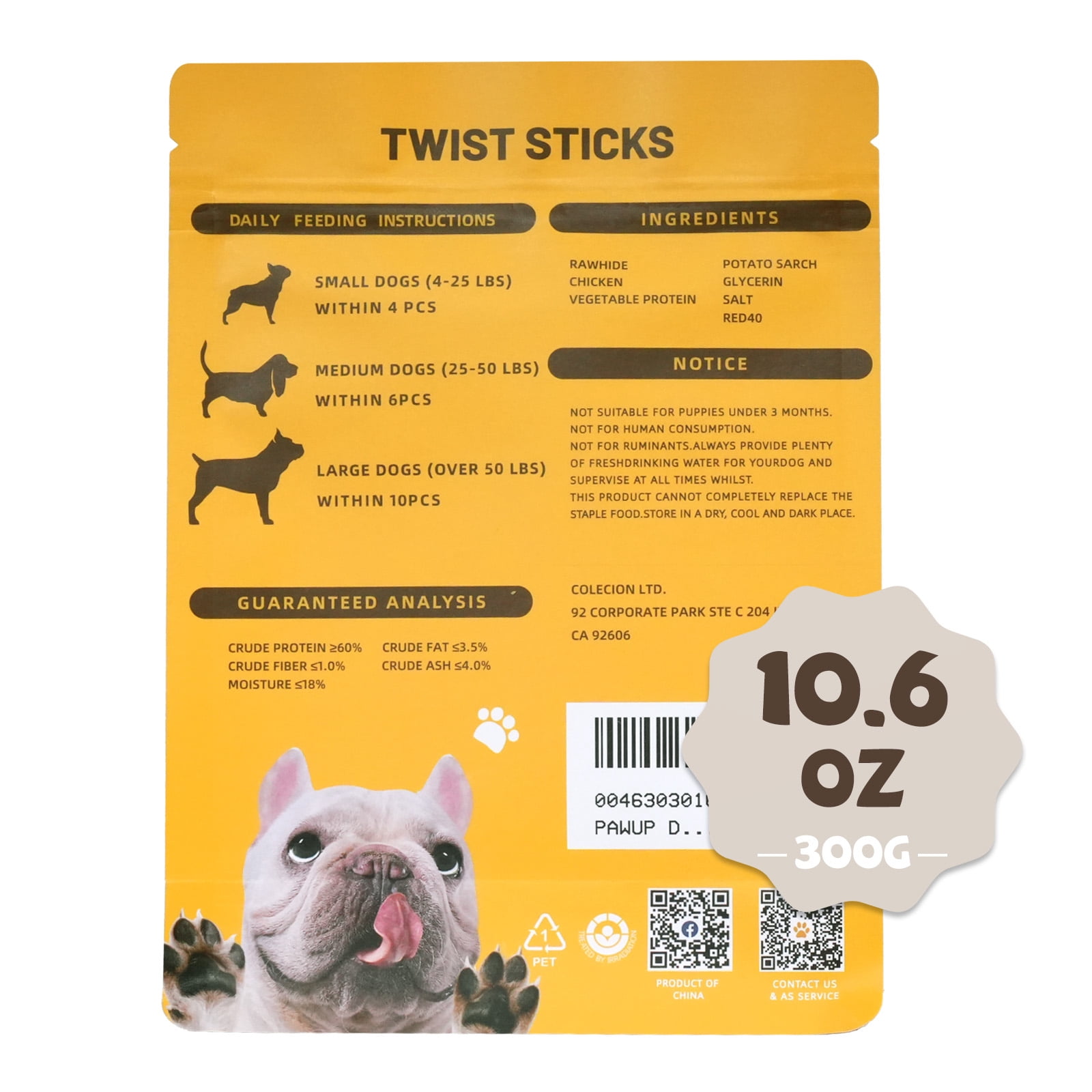 (4 pack) PAWUP Chicken Wrapped Rawhide Sticks, Chicken Jerky Twist Dog Treats for All Dogs, Dog Bones Long Lasting Dog Chew Dental Treats, 10.6oz
