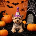 thumbnail image 4 of Aoznliie Dog Hat, Funny Adjustable Halloween Hat for Party Apparel, 4x4 inch Lightweight Pet Party Hat for Halloween Photo Props, Purple, 4 of 6