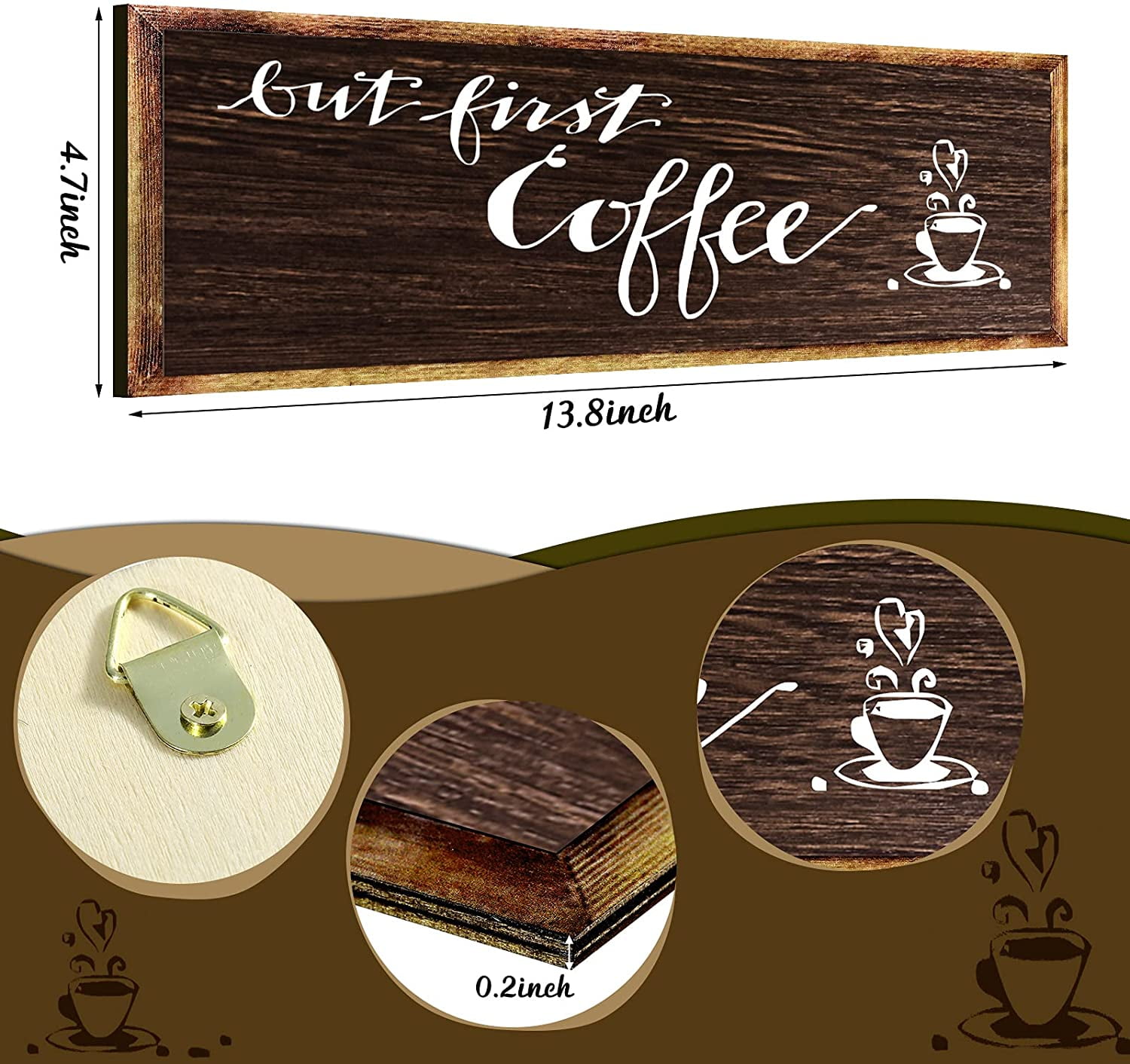 Coffee Sign and But First Coffee Wood Wall Sign for Kitchen Office Home Wall Table Decor 4.7 x 13.8 Inch White, Black 2 Pieces Coffee Bar Decor Farmhouse Coffee Signs Pour Some Sugar on Me