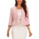thumbnail image 1 of INSPIRAR CHIC Blazer Elegante para Mujeres, Chaqueta de Traje de Trabajo con Peplum, Sin Cuello, de Manga 3/4, Talla XL, Rosa, 1 of 6
