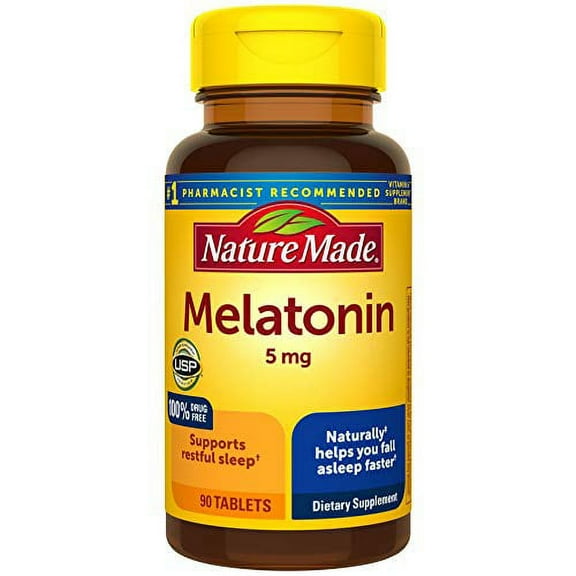 Nature Made Melatonin 5mg Tablets, 90 Count for Supporting Restful Sleep