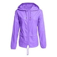 thumbnail image 6 of iHPH7 Women Fall Clothes Womens Raincoats Waterproof with Hood Softshell Jacket Travel Rain Coats for Women Packable Lightweight Rain Jacket Women Packable Rain Jacket Light Violet M, 6 of 9