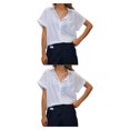 thumbnail image 3 of Sonducket Camisa de mujer Blusa con bolsillo Trabajo Playa Vacaciones Fiesta Elegante Verano Top Estética Ropa Accesorios Blanco L Type1 NO1 Sonducket CBP235116, 3 of 6