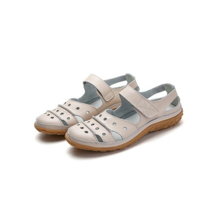 

Lacyhop Womens Casual Shoes Beach Sandals Hollow Out Flat Sandal Work Nonslip Flats Breathable Summer Nurse Shoe Beige 7.5