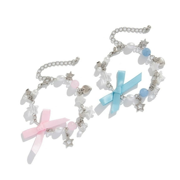 Osdhezcn Adjustable Bowknot Themed Wristchain Versatile Silver Bowknot Fringe Bracelet Charm for Parties and Special Occasions