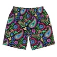 thumbnail image 2 of Honeii's Watercolor Floral Paisley Print Men's Casual Shorts with Drawstring，Swim Trunks Quick Dry Beach Shorts, 2 of 5