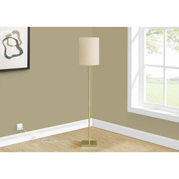 Monarch Specialties Lighting, 62"h, Floor Lamp, Brass Metal, Ivory / Cream Shade, Contemporary