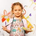 thumbnail image 2 of Pink Mushroom Cartoon Light Pattern Kids Aprons for Girls and Boys,Adjustable Neck Strap Toddler Aprons for Kids Cooking Baking, 2 of 6