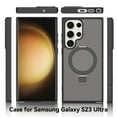 thumbnail image 7 of Magnetic Matte Phone Case with Ring Kickstand for Samsung Galaxy S23 Ultra (6.8"), Compatible with MagSafe and Magnetic Car Mount/Power Bank, Anti-Scratch, Protective Translucent Back Cover, Black, 7 of 7