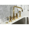 thumbnail image 4 of Kingston Brass KS8282DLBS Concord Two-Handle 4-Hole Deck Mount Bridge Kitchen Faucet with Brass Side Sprayer in Polished Brass, 4 of 8