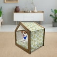thumbnail image 3 of Watercolor Pet House, Diamond Pattern Blooming Floral Arrangement Petals and Leaves, Outdoor & Indoor Portable Dog Kennel with Pillow and Cover, 5 Sizes, Pale Green Yellow White, by Ambesonne, 3 of 5