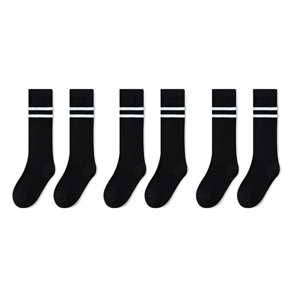 TELOLY Kids Toddler Knee High Socks Soccer Socks for Boys Girls Long Socks Comfortable Stripes Socks for 3 Pairs 3-12Y