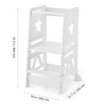 thumbnail image 6 of KFFKFF Children's Step Stool, Adjustable 3-Tier Heights, Bamboo Kitchen Assistant Tower with Guardrails, Supports up to 350LBS for Counter & Bathroom Use, White, 6 of 9