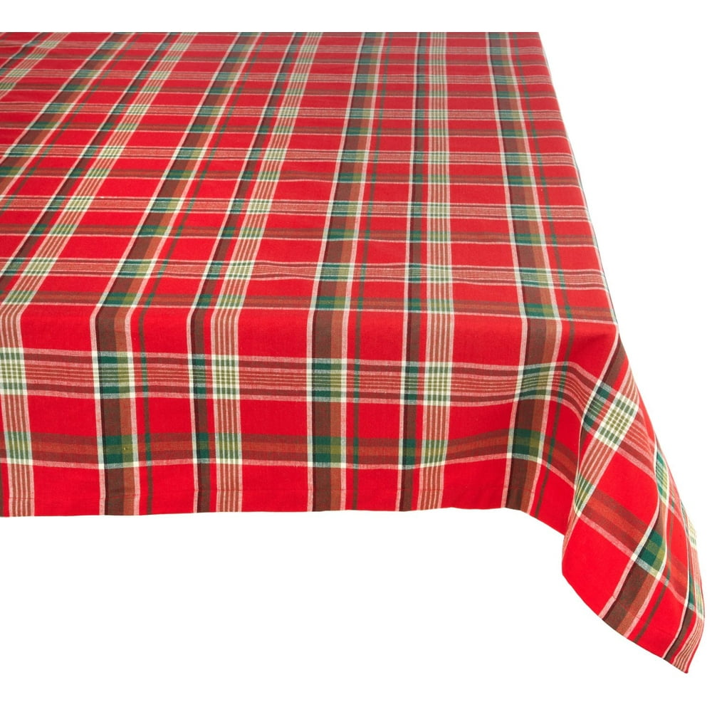 Red and Green Plaid Patterned Decorative Rectangular Tablecloth 80