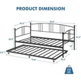 thumbnail image 2 of Twin Metal Daybed with Trundle, Pullout Trundle Bed Frame with Arched Headboard, Guest Sofa Bed with Steel Slat Support, No Box Spring Required, Easy Assembly, for Living Room, Bedroom, Black, 2 of 8