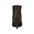thumbnail image 2 of BLISSFUL STEP Women's Pointed Toe Zipper Stiletto Heels Ankle Boots Coffee 6, 2 of 7