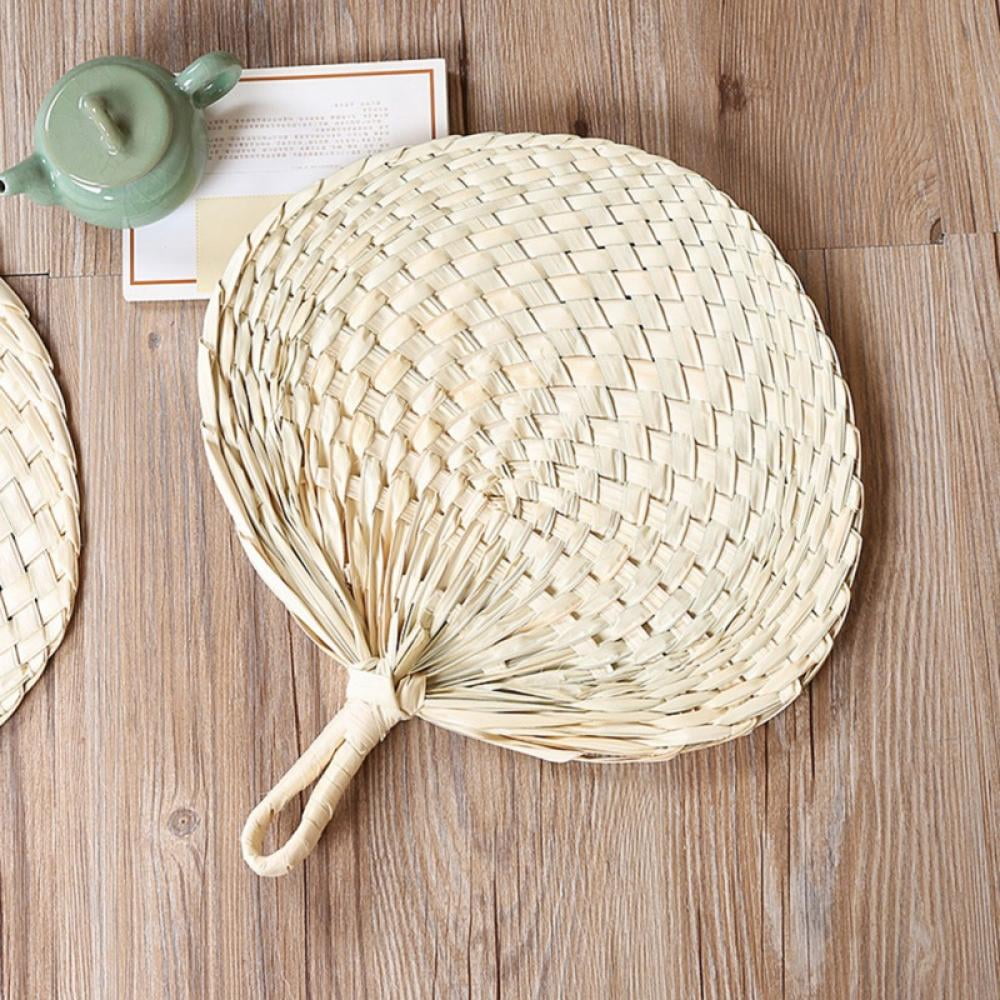 Choosebetter Natural Bamboo Rattan Fans Handmade Palm Leaf Fan For Summer Come Peach Shaped Other 45 35cm