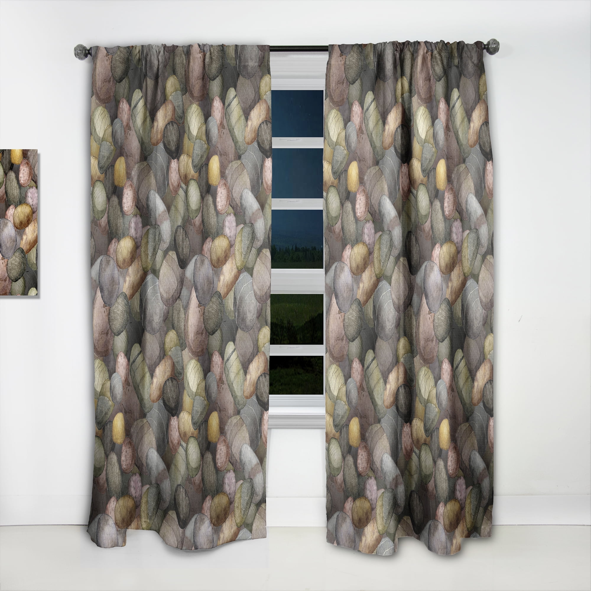 Designart 'Stones At Sea & Shore ' Nautical & Coastal Curtain Panel
