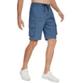 thumbnail image 7 of Satankud Mens Casual Cargo Shorts Classic Drawstring Stretch Hiking Beach Shorts Twill Chino Short with 6 Pockets DustyBlue Size 34, 7 of 7