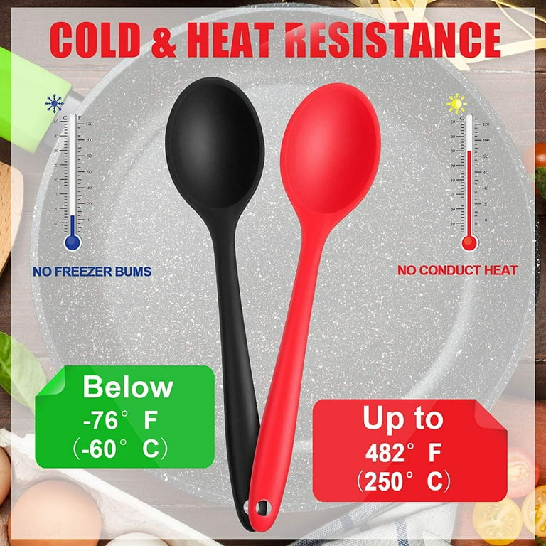 4 Pieces Silicone Mixing Spoon Long Multicolored Nonstick Kitchen Spoon  Silicone Serving Spoon Heat-resistant Stirring Spoon for Kitchen Cooking