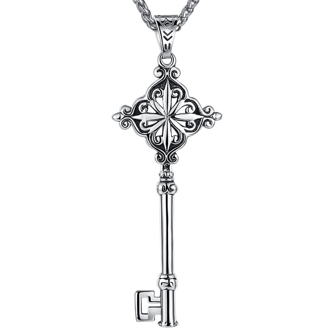 Silver toggle bracelet fleur-de-lis cross chain stainless steel soft Gothic 