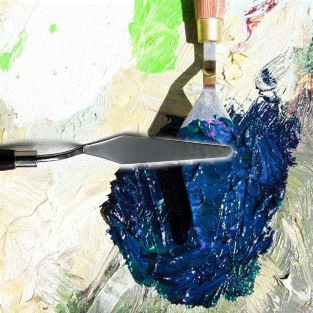 Juego de 5 utensilios para pintar al óleo de acero inoxidable, paleta, cuchillo, espátula