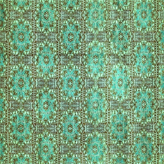 Ahgly Company Indoor Square Abstract Turquoise Blue Modern Area Rugs, 8' Square
