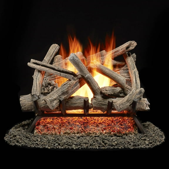 Bluegrass Living Vented Natural Gas or Propane Fireplace Log Set With Remote Control Kit - 24 in. Driftwood, 55,000 BTU - Model# BVL24-1-RO