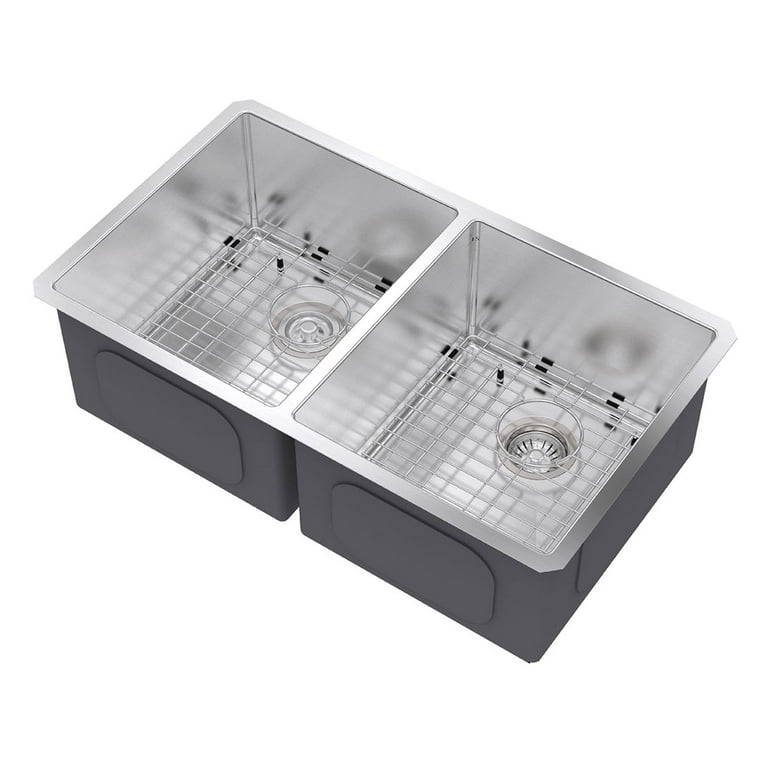 Kraus 33 Inch Rectangular Undermount 50/50 Double Stainless Steel Kitchen Sink Kraus 33 Inch Rectangular Undermount 50/50 Double Stainless Steel Kitchen Sink