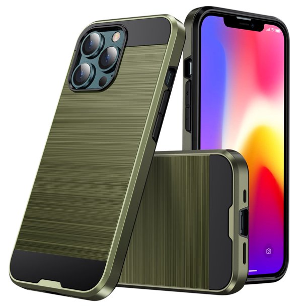 Compatible con iPhone 13 Pro Cubierta protectora de 6,1 pulgadas Cubierta deslizante a prueba de golpes Capa protectora de doble capa resistente a los arañazos con ranura para tarjeta