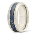 thumbnail image 2 of Men's Titanium 8mm Comfort Fit Ring w/Royal Blue Riverstone Inlay, Size 7, 2 of 7