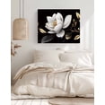 thumbnail image 3 of Gorgeous Flowers Wall Art for Living Room,Canvas Picture Wall Decor for Bathroom Bedroom,White Gold Floral Botanicals Black Painting Artwork for Office Kitchen Hallway Dining Room Home Decor 24"x32", 3 of 8