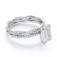 thumbnail image 3 of JeenMata Anillo Nupcial de 1,5 Quilates con Piedra Lunar Arcoíris Facetada y Pavé de Moissanita Engastado en Oro Blanco de 1,58 K sobre Plata, 3 of 6