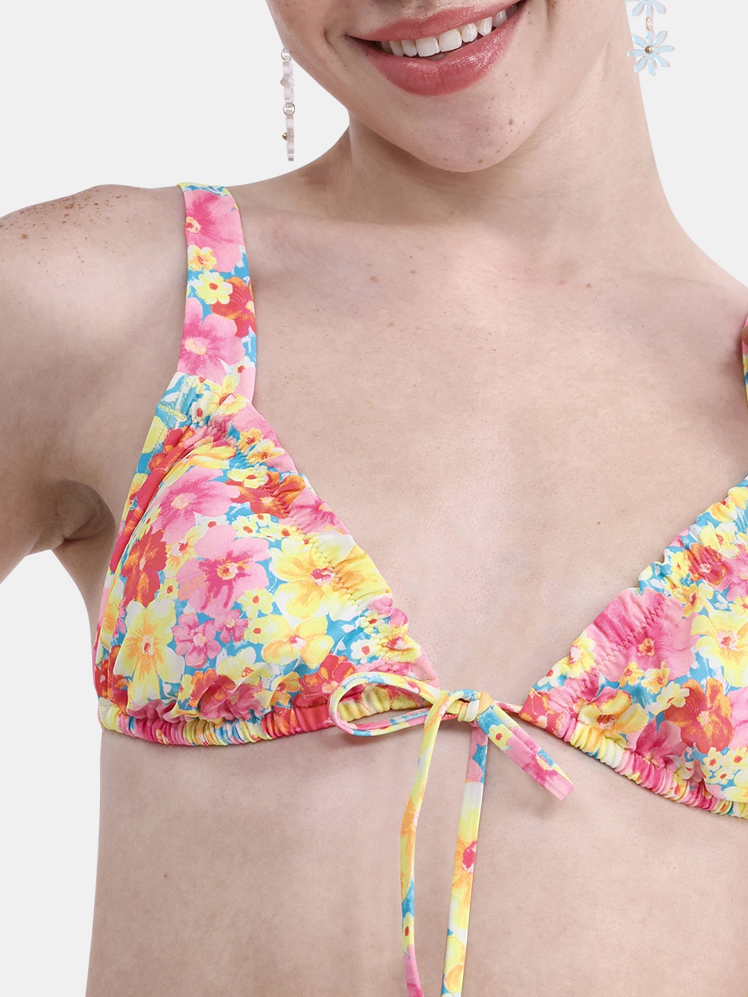 No Boundaries Women's Multi Floral Bralette Swim Top, Sizes XXS - XXL