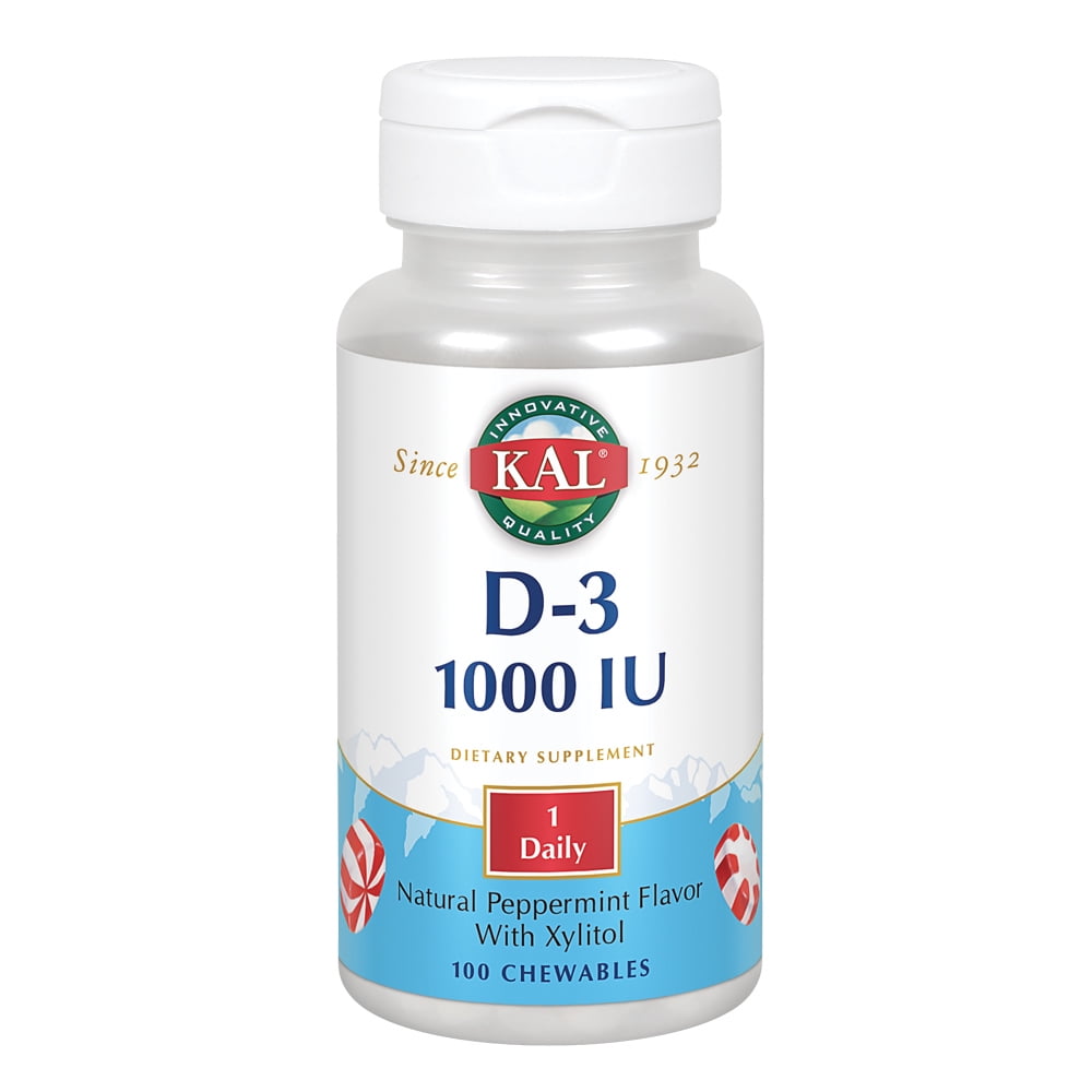 KAL Vitamin D3 1000 IU Chewable Peppermint Flavor Healthy Immune