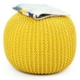 thumbnail image 1 of Gymax Pure Cotton Pouf Floor Ottoman Hand Knitted Footrest Cable Style Home Yellow, 1 of 6