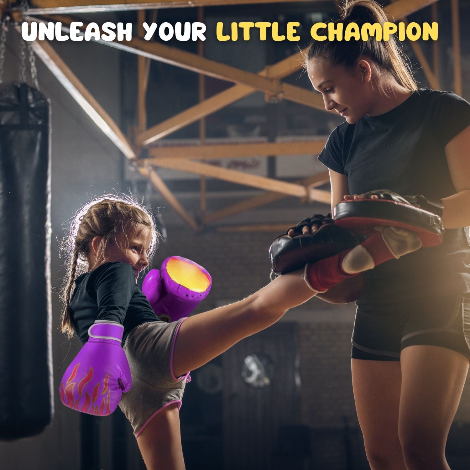 Kids Boxing Gloves For 3 to 8 Years, 4 oz Fire Purple Boxing Gloves for Children Sparring Youth Boxing Gloves Junior Training Mitts Punching Bag Gloves for KickBoxing, MMA, Muay Thai, Training