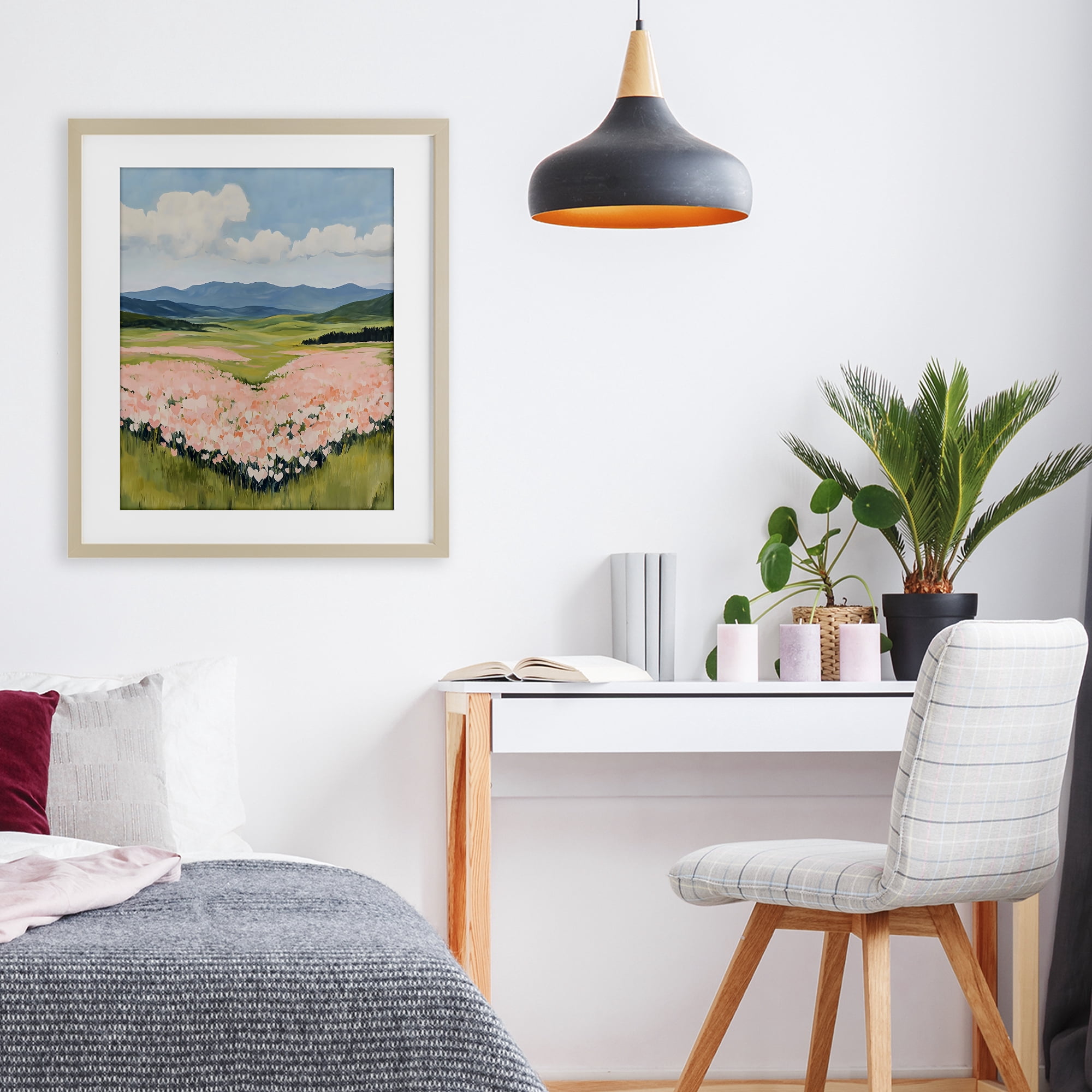Stupell Industries Heart Shaped Flower Field Birch Framed Print Under Glass, design by The Prints Vibe