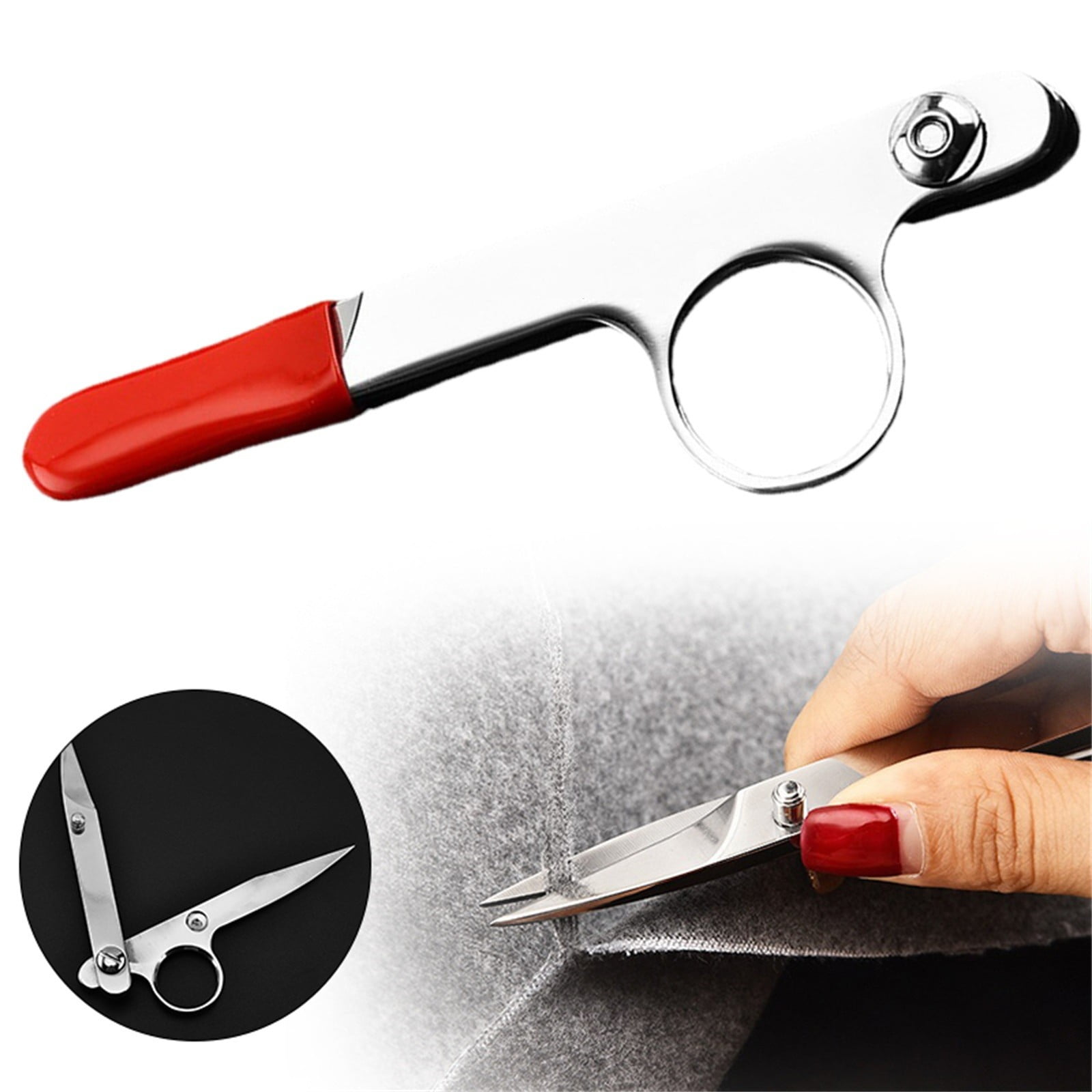 YEESHU High End Thread Nipper with Red Rubber Cap for Sewing, 4.7 Inch Edge Thread Snipper, Stainless Steel Thread Trimmer for Tailoring and Crafting