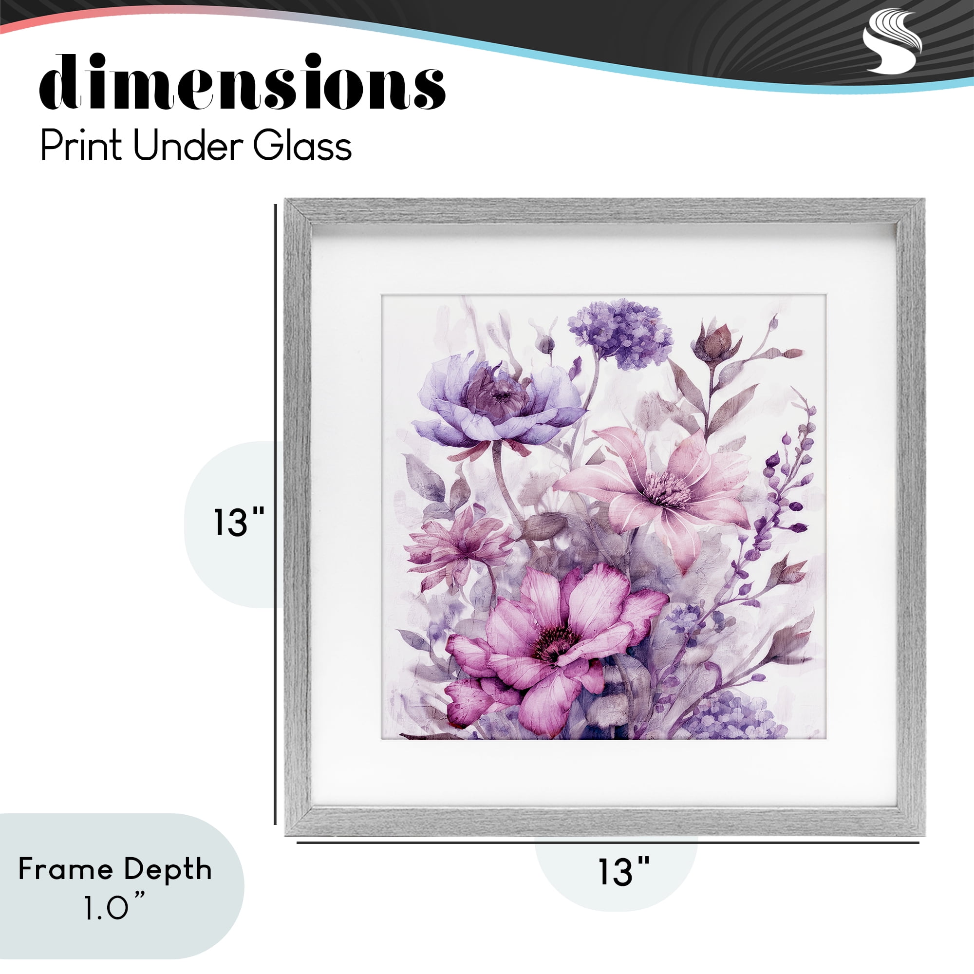 Stupell Industries Purple & Blush Florals Gray Framed Print Under Glass, design by Kim Allen